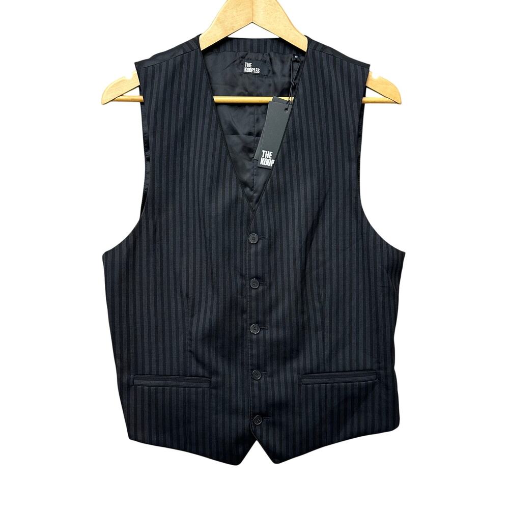 The Kooples Black Pinstripe Tailored Suit Vest Waistcoat Mens Size 48 EU (US M)